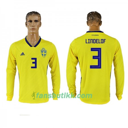 Fotball-VM 2018 Sverige drakt Lindelof 3 Hjemmetrøye Langermet